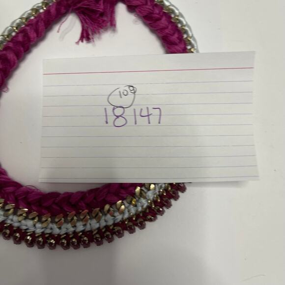 LOFT Ann Taylor statement necklace bohemian boho raspberry pink gray gold tone - Picture 15 of 15